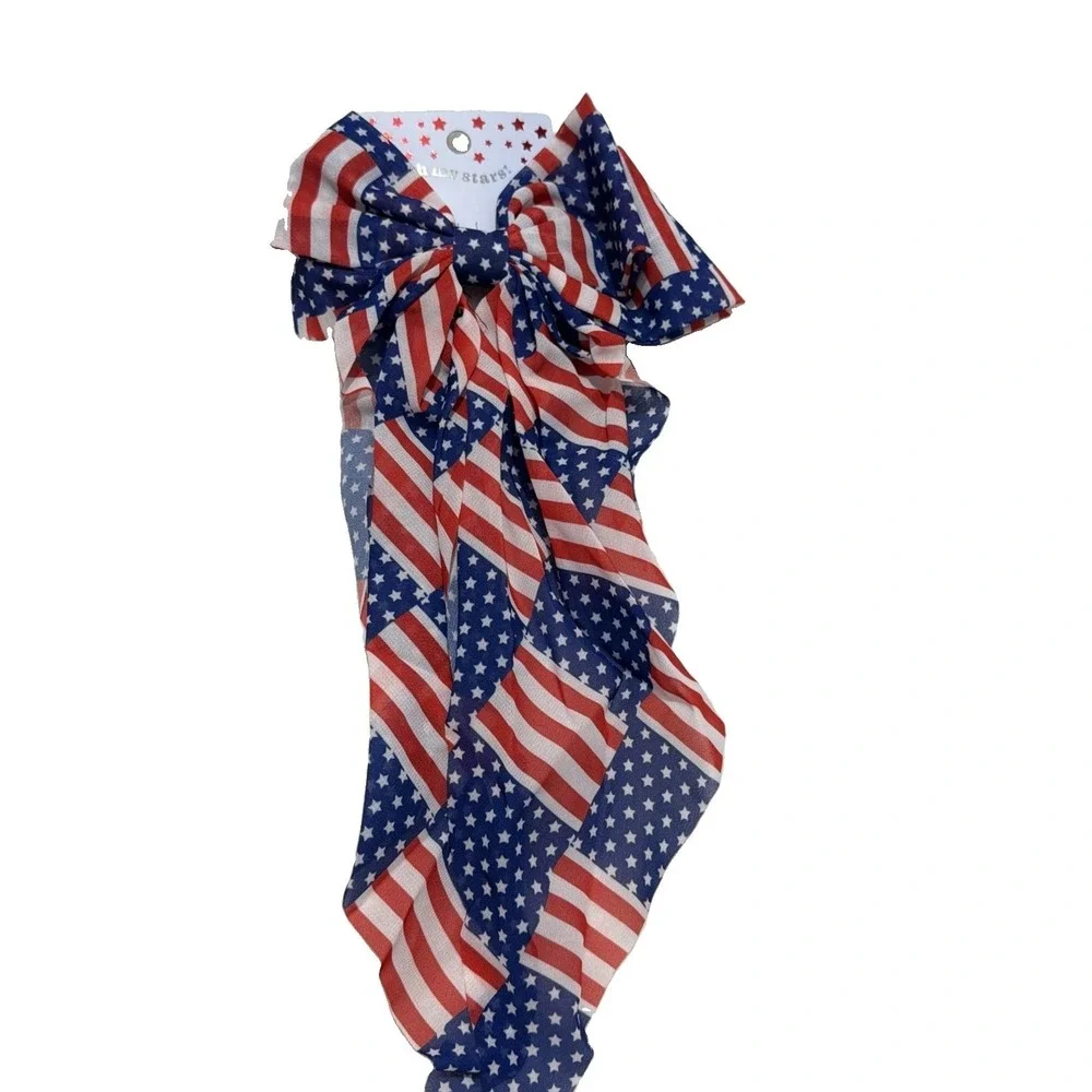 Oh my stars American Flag Hair Bow With Clip Brand New Beautiful